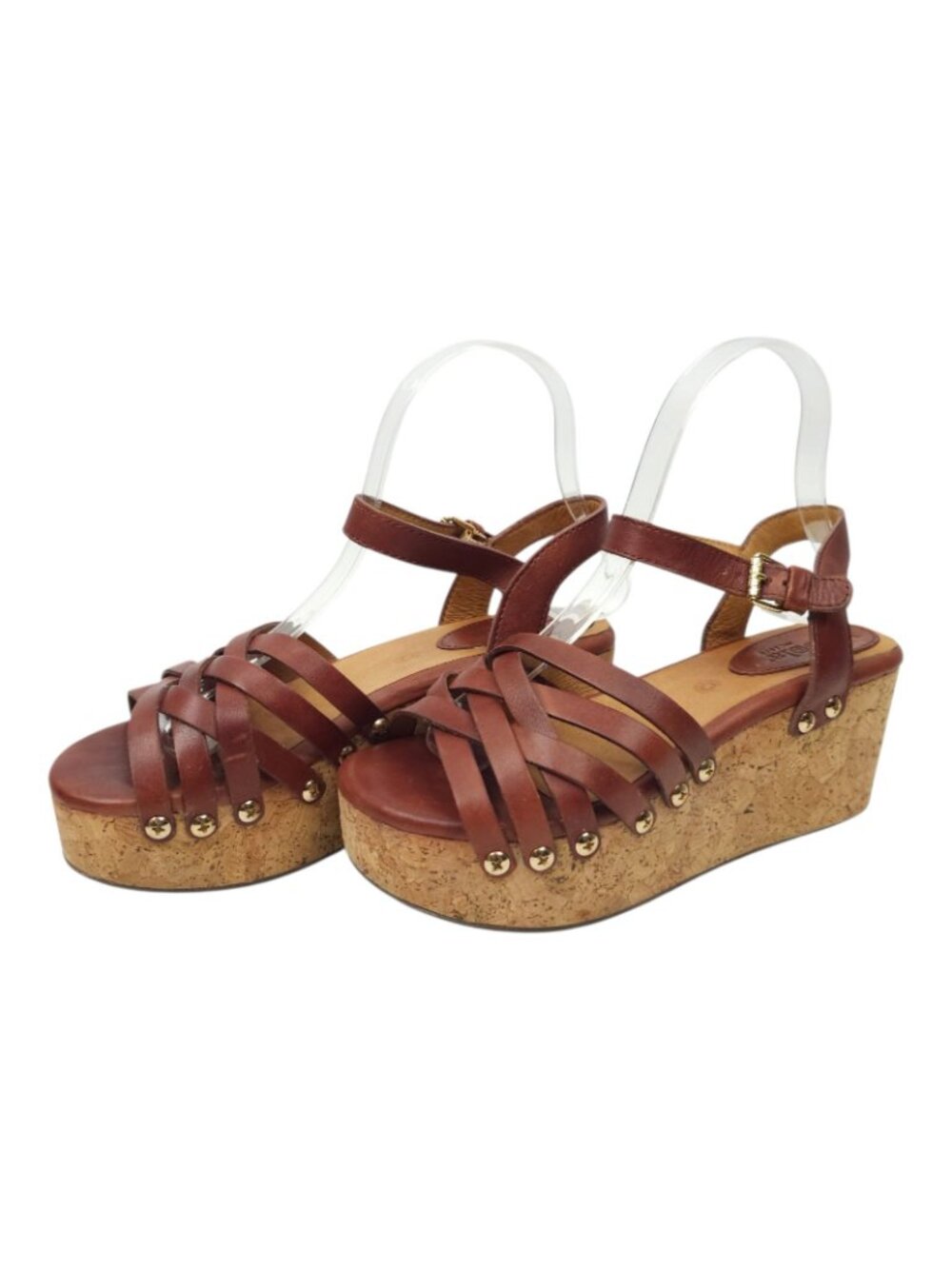 Bussola Mansfield Mavis Cork Wedge Sandals Platform EU 37 US 6 Brown Leather - Picture 11 of 16
